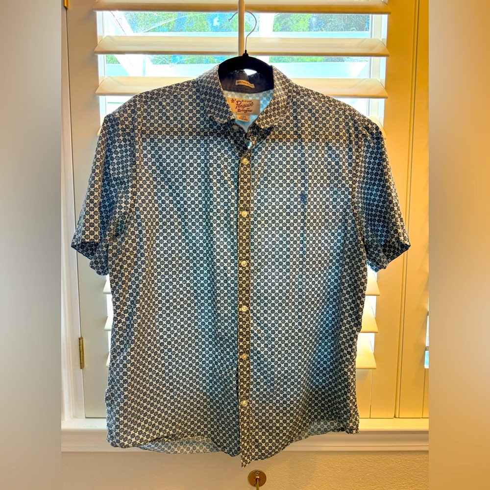 Original Penguin Blue Pattered Button Down Shirt Men’s Large